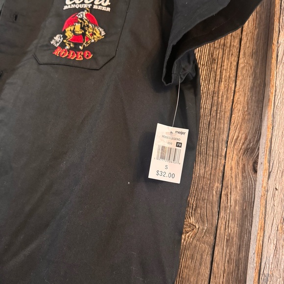 Coors Banquet Beer Rodeo Button Up Shirt NWT Black Western Cowboy Size Small - Picture 5 of 5